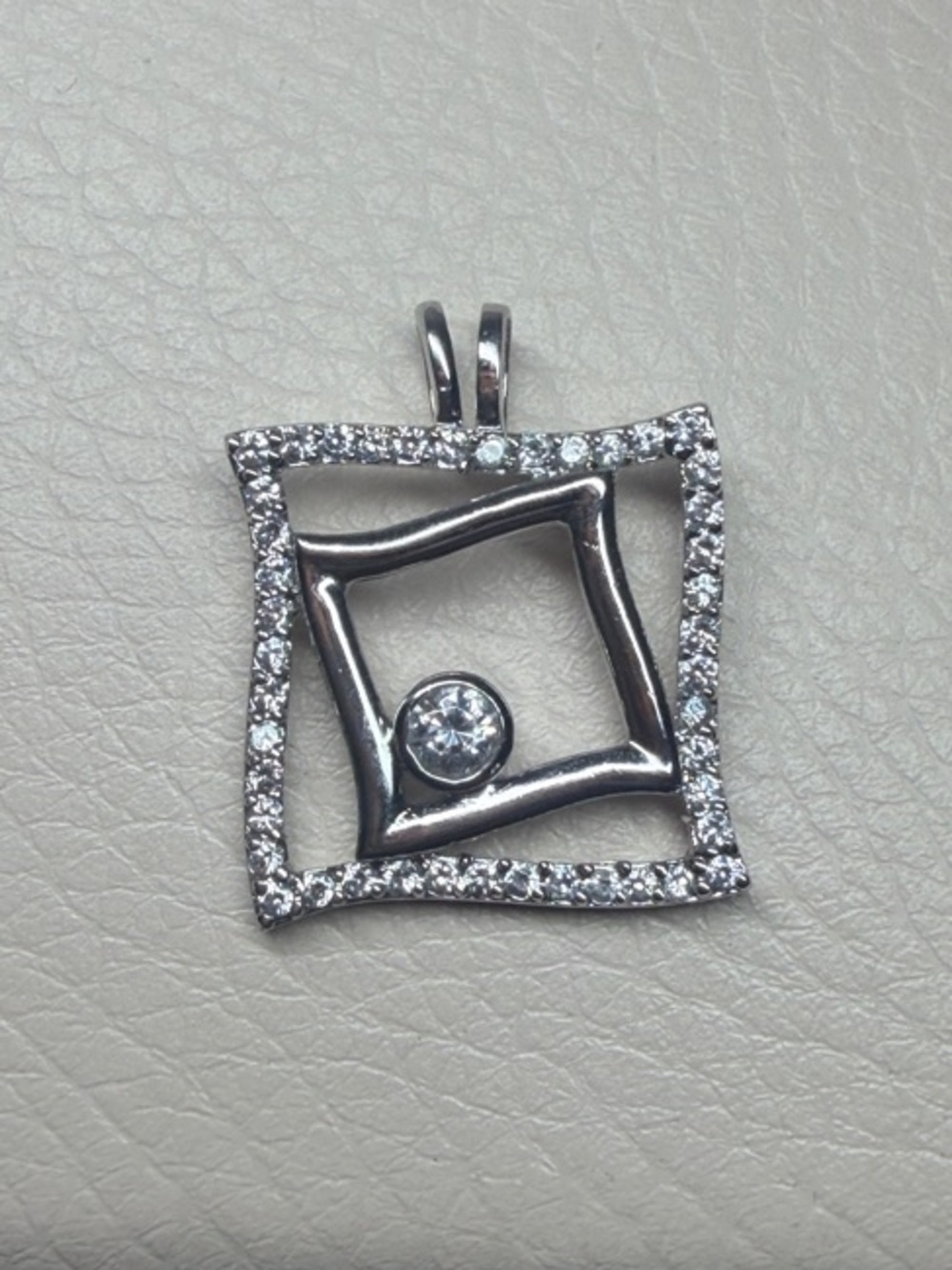 925 Sterling Silver Modernist Square Geometric Pendant
